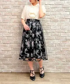 axesfemmeリボン付きレイヤード花柄ワンピース