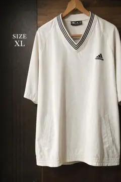 adidas ナイロンプルオーバー 白 テック系 XL オーバーサイズ