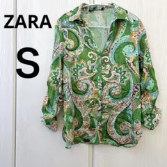 美品✨ZARA 【Ｓ】ペイズリー柄 長袖　シャツ カラフル