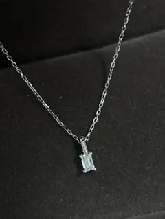 180N【上品・高見え】長方形 ダイヤ ネックレス ゴールド CZダイヤ 