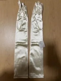 アイボリー サテン ロングウェディンググローブ