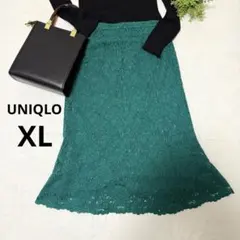 UNIQLO レースフレアスカート グリーン XL