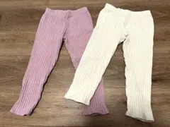 キッズ　レギンスセット　ホワイト　ピンク