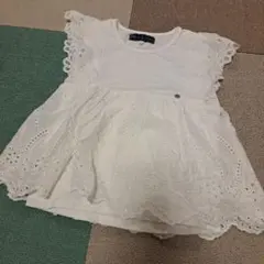 レース付きホワイトトップス 130