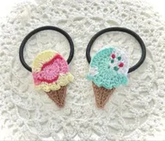 アイスクリームのヘアゴム (バナナストロベリー/カラフルミント)
