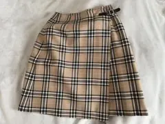 チェック柄プリーツスカート 茶色