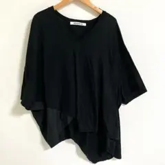 ヘレンチア　Vネック　アシンメトリ　カットソー　ブラックのサムネイル