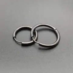 フープピアス ブラックユニセックス8/10/12/14/16mm 2個