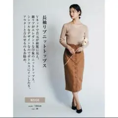 アクアガレージ★ 長袖リブニットトップス Vネックのサムネイル
