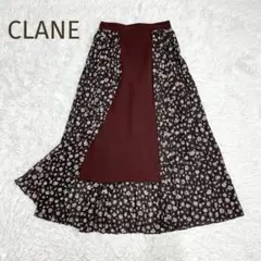 美品★CLANE★ドロップフラワー プリーツレイヤードスカート ボルドー 1