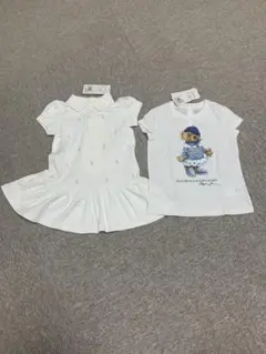 ポロベアプリント Tシャツ ・ワンピースのセット※ワンピースシミあり　女の子