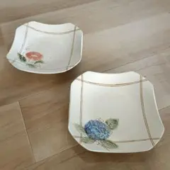 花柄陶器皿（赤・青）