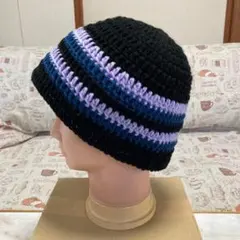 102【手編み】クラッシャーハット　バケットハット　ニット帽