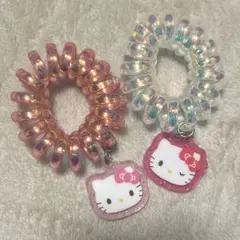 ハローキティ チャーム付きヘアゴム 2個セット