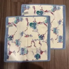 【新品未使用】feiler 花柄　ハンカチ ブルー 2枚セット