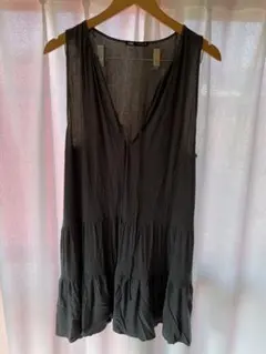 ZARA ダークグレー Vネック ミニワンピース