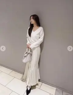 COCO DEAL ヘムフリルマーメイドスカート アイボリードット