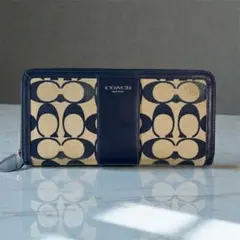 【kyon様専用】COACH 長財布 シグネチャー ラウンド 青