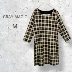 【GRAY MAGIC】　チェック　膝丈　フレアワンピース　七分袖　高見えのサムネイル
