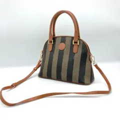 美品【FENDI】2wayバッグ　ハンドバッグ　ペカン柄　ゴールド金具　PVC