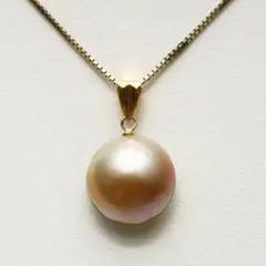 マベ真珠パールペンダントトップ　グリーンブラウンカラー　13mm　K18製