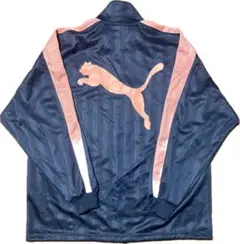 希少カラー★PUMA プーマ トラックジャケット ジャージ 紺×桃 L〜O