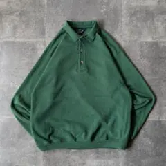 90s USA製 Lands'End 無地スウェット 緑 L A396 三角タグのサムネイル