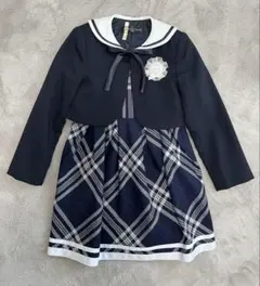 120 ネイビー チェック柄 キッズ　フォーマルドレス　セットアップ　女の子