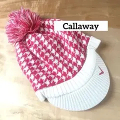 Callaway ニット帽 ピンク ツバ付き