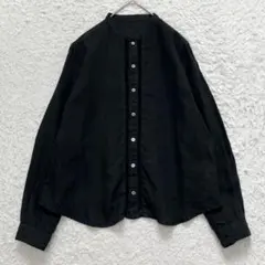 極美品✨ネストローブ 長袖シャツ リネン100 麻 洗える レース 刺繍 黒