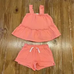 GAP オレンジ フリル付きタンクトップとショートパンツ セットアップ 110