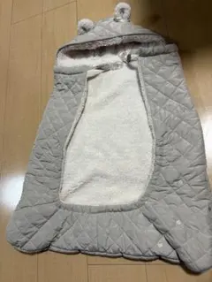 (美品)クマ耳ベビーカーカバー抱っこ紐フード付きキルティング防寒用