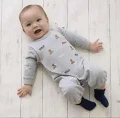 petit main POLO BCS くま刺繍2WAYオール