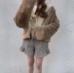 ケーブルニット クロップドカーディガン ベージュ　ぽんぽんニット