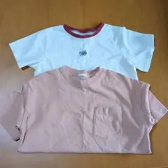 ホワイト/ピンク 半袖Tシャツ 2枚セット