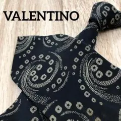 ✨極美品✨VALENTINO ネクタイ 総柄 ダークネイビー シルク100%