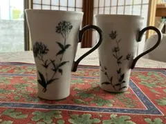 花柄陶器マグカップ 2個セット