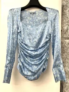 GANNI シルク　トップス　水色のサムネイル