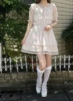 honey cinnamonフリル付きシースルーキャミワンピース