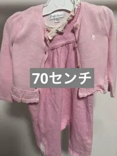 Ralph Lauren ピンク ストライプロンパース 70センチ