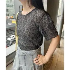 【美品】レースフラワープリントTEE/kastaneのサムネイル