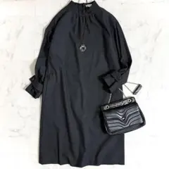 美品＊マッキントッシュフィロソフィー ウール混スタンドカラーワンピース グレー