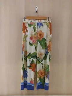 ZARA WOMAN ザラウーマン 花柄 タックワイドパンツ M