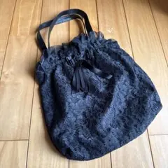 ブラックフォーマルバッグ レース素材 リボン付き