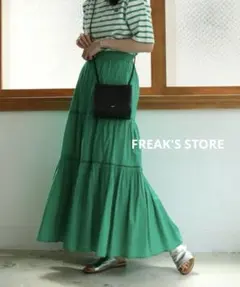 FREAK'S STORE◆インドティアードマキシスカート◆ GREEN◆F
