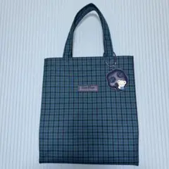 ファミリアfamiliar青系チェックトートバッグ大