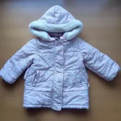 花柄フリル付き中綿コート