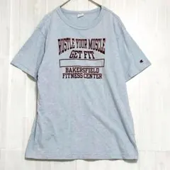 チャンピオン　ロゴ刺繍Tシャツ　水色　XL