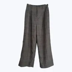 アングリッド グレンチェック ワイドパンツ タック入り ブラウン系 きれいめ