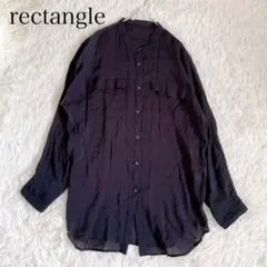 レクタングル　ブラウス　オーバーサイズ　ブラック　レーヨン　ナイロン　F